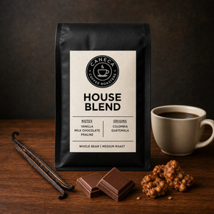 CANECA House Blend medium roast coffee with vanilla, milk chocolate and praline tasting-note cues