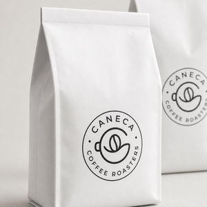 Close-up of CANECA Coffee Roasters wholesale bag packaging