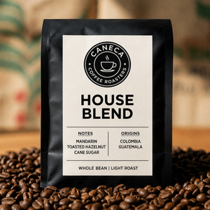 CANECA House Blend whole bean light roast coffee bag