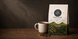 Wide CANECA House Blend medium roast website banner with copy space