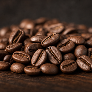 Freshly roasted medium-dark coffee beans for CANECA Espresso Blend